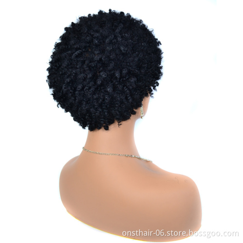 Onst Afro Peruca Kinky Curly Synthetic Hair Extension Wigs Short Hair Wigs For Black Women Wholesale Machine Made Wigs